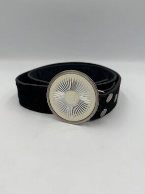 Yik Fung Vintage Y2K Black Suede Buckle Belt
